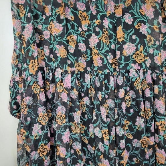 NWT Free People See It Through Floral Pleated Boho Maxi Dress Size Small - Picture 9 of 15